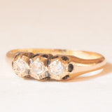 Trilogy antico in oro giallo 14K con diamanti di taglio rosetta (0.20ctw ca.), anni ‘20/‘30