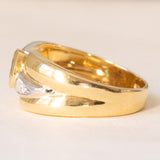 Anello vintage in oro giallo e bianco 18K con smeraldo (0.35ct ca.) e diamanti (0.04ctw ca.), anni ‘70