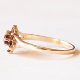 Anello a margherita vintage in oro giallo 9K con granati, anno 1979