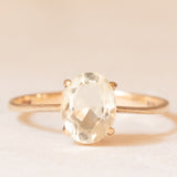 Solitario vintage in oro giallo 9K con quarzo citrino (1ct ca.), anno 1981