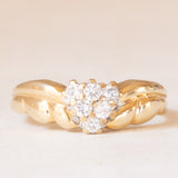 Anello vintage in oro giallo e bianco 9K con diamanti di taglio brillante (0.18ctw ca.), anno ‘1988