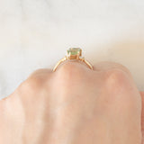 Toi et Moi vintage in oro giallo 14K con zaffiri verdi sintetici (1ctw ca.) e diamanti