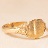 Anello da sigillo vintage in oro giallo 9K, anno 1992