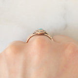 Anello a navette antico in oro giallo 14K con turchesi e perline, primi del ‘900