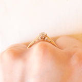 Solitario vintage in oro giallo 9K con diamante di taglio vecchia Europa (0.25ct ca.)
