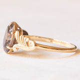 Anello vintage in oro giallo 9K con quarzo fumé (1.90ct ca.), anno 1979