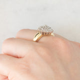 Anello vintage a fiore e a fascia con diamanti (0.52ctw ca.), anni ‘60/‘70