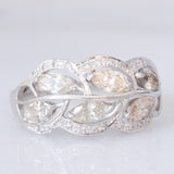 Anello “pianta con foglie” in platino con diamanti (1.50ctw), anni ‘90/anni ‘2000