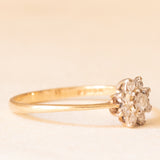 Anello a margherita vintage in oro giallo 9K con diamanti (0.12ctw ca.), anno 1984