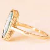 Anello antico in oro giallo 14K con cammeo su agata verde, primi del ‘900