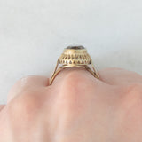 Anello da cocktail vintage in oro giallo 8K e quarzo fumé (2.40ct ca.), anni ‘60/‘70