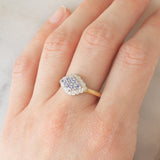 Anello vintage in oro giallo e bianco 9K con tanzaniti (0.25ctw ca.) e diamanti, anni ‘90