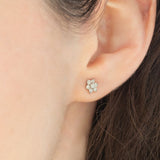 Orecchini a margherita in oro bianco 14K con diamanti di taglio brillante (0.30ctw), anni ‘80/‘90