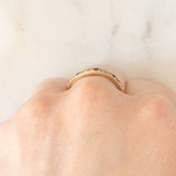 Veretta vintage in oro giallo 9K con zaffiri (0.20ctw ca.) e diamanti (0.04ctw ca.), anno 1977