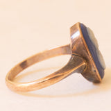 Anello vintage in oro giallo 9K con jasperware, anni ‘60/‘70