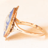 Anello a navette vintage in oro giallo 9K con jasperware