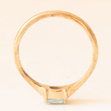 Anello solitario vintage in oro giallo 9K con topazio azzurro (0.35ct ca.), anno 1989