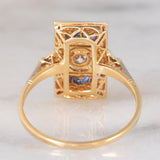 *RISERVATO* Anello Art Déco in oro giallo e bianco 18K con diamanti e zaffiri, anni ‘30
