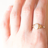 Anello vintage da sigillo in oro giallo 9K, anno 1974