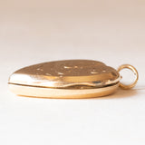 Ciondolo portafoto vintage a forma di cuore con lamina in oro giallo 9K, anni ‘60