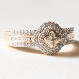 Anello vintage in oro giallo e bianco 14K con diamanti (0.51ctw ca.), anni ‘80