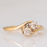 Toi et Moi vintage in oro giallo 9K con diamanti di taglio brillante (0.28ctw ca.), anni ‘80