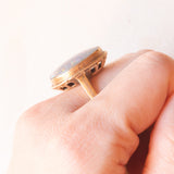 Anello vintage in oro giallo 14K con opale triplet, anni ‘60
