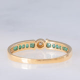 Tre anelli vintage in oro giallo 14K con rubini/smeraldi/zaffiri e diamanti, anni ‘70