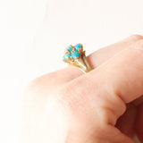Anello vintage in oro giallo 8K con turchesi, anni ‘50