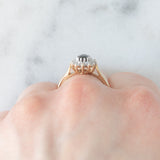 Anello a margherita vintage in oro giallo 9K con zaffiro (0.45ct ca.) e diamanti (0.10ctw ca.), anni ‘80