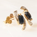 Orecchini vintage in oro giallo e bianco 9K con zaffiri (0.50ctw ca.) e diamanti, anni ‘70