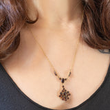 Collier vintage in oro giallo 8K con granati, anni ‘50/‘60