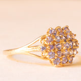 Anello vintage in oro giallo 9K con tanzaniti (1.10ctw ca.), anni ‘80/‘90