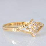 Anello a fiore vintage in oro giallo 14K con diamanti di taglio brillante (0.09ctw ca.), anni ‘60/‘70