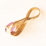 Collana vintage con catenina in oro giallo 9K e con ciondolo in oro giallo 9K con ametista (0.50ctw ca.) e diamanti (0.05ctw ca.), anni ‘70