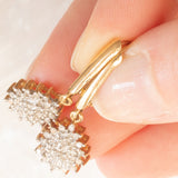 Orecchini pendenti in oro giallo e bianco 9K con diamanti (0.12ctw ca.), anni ‘80