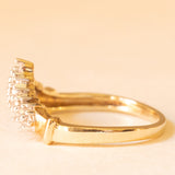 Anello a “V” vintage in oro giallo e bianco 9K con diamanti (0.15ctw ca.), anni ‘70/‘80