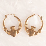 Orecchini Claddagh vintage in oro giallo 9K