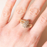 Anello vintage in oro giallo e bianco 14K con diamanti di taglio brillante (1ctw ca.), anni ‘70