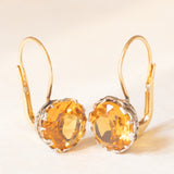 Orecchini antichi in oro giallo 18K e argento con quarzi citrini (4ctw ca.), primi del ‘900