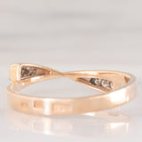 Anello vintage a fiocco in oro rosa e bianco 14K con diamanti