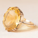 Anello Art Déco da cocktail in oro giallo 9K con quarzo citrino (7.20ct ca.), anni ‘30