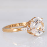 Anello da cocktail in oro giallo 9K con quarzo chiaro (3.40ct) e diamanti