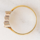 Trilogy vintage in oro giallo e bianco 14K con diamanti di taglio brillante (0.30ctw ca.), anni ‘60/‘70