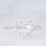Anello a cuore vintage in platino con diamanti (0.50ctw), anni ‘90