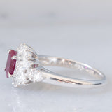 Anello vintage in platino con rubino (0.83ct) e diamanti (0.86ctw), anni ‘80/‘90