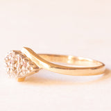 Anello vintage in oro giallo e bianco 9K con diamanti (0.08ctw ca.), anno 1993