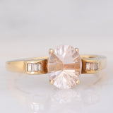 Anello da cocktail vintage in oro giallo 8K con morganite (1.50ct ca.) e diamanti