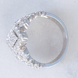 Anello vintage in oro bianco 14K con diamanti di taglio brillante (0.50ctw ca.), anni ‘70/‘80