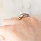 Anello vintage in oro giallo 9K con tanzaniti (1ctw ca.) e diamanti
